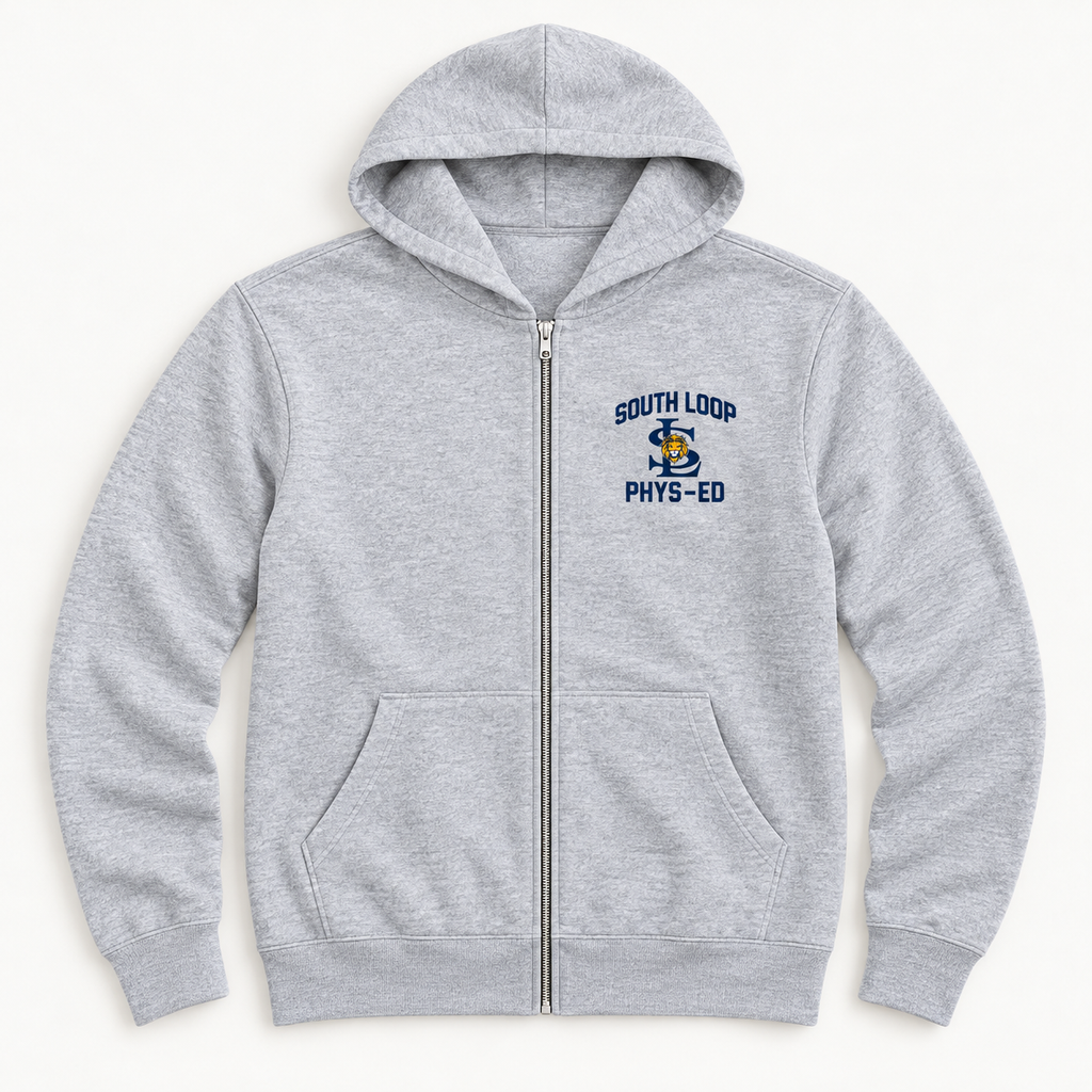 South Loop PE Full-Zip Hoodie — Adult — front flat-lay view