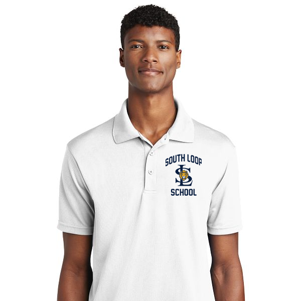 South Loop School short-sleeve uniform polo, adult sizes